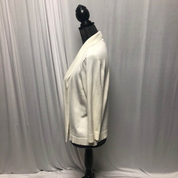 Faded Glory Cardigan Womens Size Large 12 - 14 Cream Open Front Sweater Layering - Picture 3 of 6